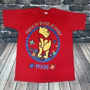Vintage 90s Disney Winnie The Pooh Proud To Be Cuddly Jerry Leigh Red T-Shirt XL